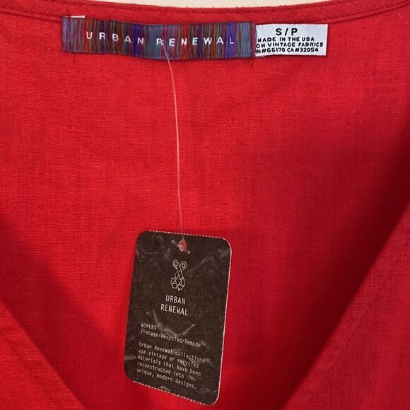 Red Linen Babydoll Mini Dress - Picture 6 of 13